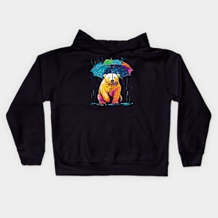 Polar Bear Rainy Day With Umbrella Kids Hoodie